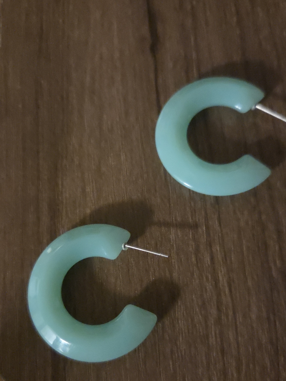 Mint Green Resin C-Shape Hoop Earrings